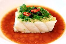 Steamed Cod Fish with Minced Ginger and Black Bean in Soy Sauce