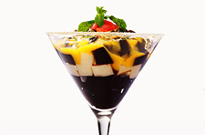 Chilled Herbal Jelly and Almond Jelly with Mango Sauce