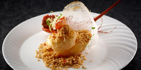 Crispy lobster with oatmeal