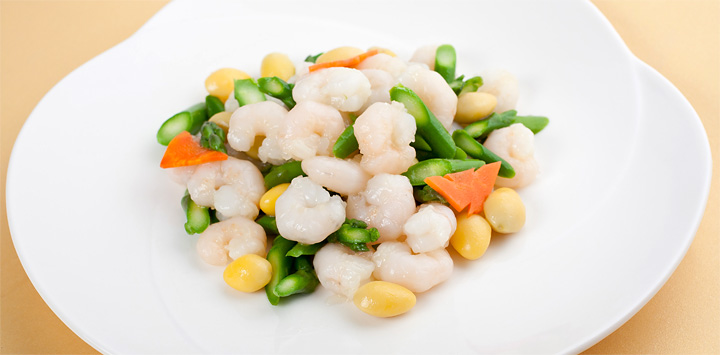 海老のソテー 銀杏添え