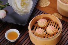 Steamed Lotus Flower Shaped Bun with Red Bean Paste 